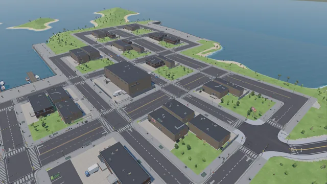 Warehouses and loading yards in the port district on the northern shore